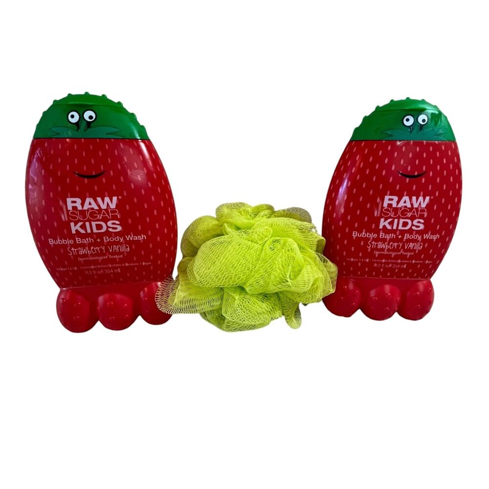 Raw Sugar Kids Bath & Body Wash Raspberry Oat Milk Bundle